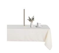 LUSHVIDA Rectangle Outdoor Tablecloth with Umbrella Hole and Zipper, 60x84 Inch Beige, Washable Waterproof Table Cloth Spill Proof Wrinkle Free Table Cover for Patio Spring Summer Picnic BBQS