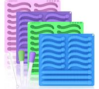 LUSHYUM 4PCS Large 6 ML & 4 ML Gummy Worm Moulds, 60 Total Cavities