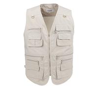 LUSI MADAM Men's Poplin Outdoors Travel Sports Pockets Waistcoats UK 2XL/Asia 5XL Off-White