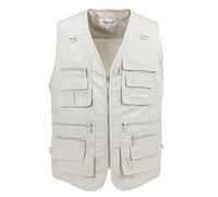 LUSI MADAM Men's Poplin Outdoors Travel Sports Pockets Waistcoats UK 3XL/Asia 6XL Greenish-White