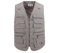 LUSI MADAM Men's Poplin Outdoors Travel Sports Pockets Waistcoats UK 5XL/Asia 8XL Coffee
