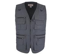 LUSI MADAM Men's Poplin Outdoors Travel Sports Pockets Waistcoats UK 7XL/Asia 10XL Grey
