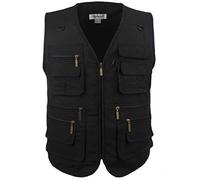 LUSI MADAM Men's Stone Washed Denim Multi-pocketed Fishing Work Outerwear Vest