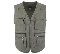 LUSI MADAM Men's Summer Outdoor Work Fishing Hunting Utility Linen Vest with Pockets Medium B-Green