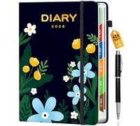 Lusibaka 424 Pages Academic Diary 2026 A5 Week to View Work Diary from 2026 Diaries Student Teacher Planner Organiser 6 Pages Per Week Appointment Book for School (Green Florals)