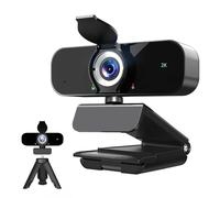 Lusinx Webcam for PC, 2K Webcam with Noise-Canceling Mic, Tripod, Privacy Cover, 120°FOV/Light Correction USB Web Camera for Streaming/Meeting/Video/