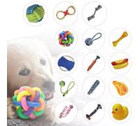 LUSKSk 15Pcs Dog Rope Toys Bundle Chew Rope Knot Ball Squeakers Pet Cat Teething Cotton Toy Strong Rope, Ball & Tug for Teething & Training
