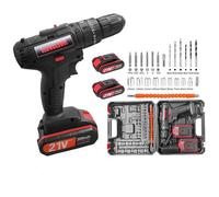 LUSKSk Cordless Drill Driver 21V, Electric Screwdriver with 2 Batteries 2.0Ah, 25+1 Torque Cordless Drill, 2 Speed, LED Work Light, Fast Charging Combi (Black)