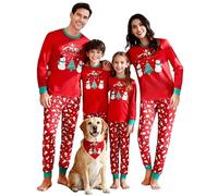 LUSLOVE Matching Christmas Pyjamas for Family - Xmas Pjs Set Soft Long Sleeve Nightwear Plaid Sleepwear for Kids Red, 6T