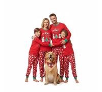 LUSLOVE Matching Christmas Pyjamas for Family - Xmas Pjs Set Soft Long Sleeve Nightwear Plaid Sleepwear for Kids Red, 12T