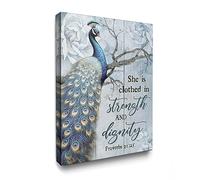 Luslya Peacock Canvas Wall Art Peacock Picture Wall Decor Framed Bible Verse Inspirational Quotes Posters Home for Living Room Bedroom Bathroom Decoration 12x16 inch