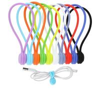Lusofie 10 PCS Magnetic Cable Ties Reusable Silicone Magnetic Cord Ties Cable Organizer for Organizing, Bookmark Whiteboard Fridge Magnets