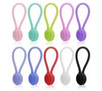Lusofie 10 PCS Magnetic Cable Ties Silicone Cable Clips Cord Organizer Reusable Magnetic Cord Ties USB Cable Manager for Office, School, Home