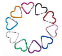 Lusofie 10Pcs Heart Shape Carabiner Clips: Metal Keychain, Backpack, Bottle, Camping Accessories; Heart Carabiner Clip; Multicolor