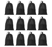 Lusofie 12 Pcs Small Drawstring Bags Bulk Black Cinch Bags Drawstring Bag Nylon Draw String Back Bag Waterproof Storage for Gym Sports Travel for Men Women(5.3×7.7inch)