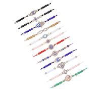Lusofie 12Pcs Evil Eye Bracelets Multi-color Mexican Bracelets Evil Eye Beads Protection Evil Eye Amulet Anklets Bracelet for Women Men