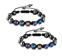 Lusofie 2 Pcs Adjustable Mood Bracelet Dazzling Shimmer Color Changing Beads Based on Emotions Thermochromic Bead Bracelets Mood Jewelry for Women Men Holiday Christmas Gifts