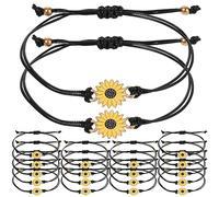 Lusofie 20 Pcs Sunflower Adjustable Handmade Friendship Braided Rope String Bracelets for Women Girls Summer Party Gift Favors
