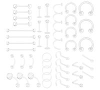 Lusofie 48Pcs Clear Nose Studs Clear Piercing Jewelry Acrylic Piercing Retainers Clear Lip Piercing for Nipple Tongue Nose Septum Eyebrow Belly Earrings Tragus Helix Cartilage