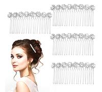 Lusofie 4Pcs Rhinestone Hair Side Comb Silver Bridal Hair Combs Hairpieces Rhinestone Wedding Hair Accessories for Women Girls(Silver)