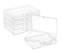 Lusofie 6Pcs Clear Plastic Storage Boxes with Hinged Lid, 10.5x7.2x1.8cm, Small Organiser Containers for Beads, Jewellery Making, Crafts, Pills, Earrings & Small Parts