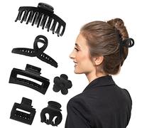 Lusofie 6PCS Matte Black Hair Clips for Thick Hair - Non Slip Gentle Hold Hair Claws for Women & Teens (Floral Everyday Hair Accessories UK) - No Damage Grips