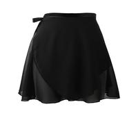 Lusofie Ballet Skirt for Women with Elastic Ties Short Dance Skirts Sheer Chiffon Adjustable Women's Ballet Wrap Skirt Adult Dance Skirts for Girls (Black)