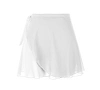 Lusofie Ballet Wrap Skirt for Women with Elastic Ties Short Dance Skirts Sheer Chiffon Adjustable Women's Ballet Skirt Adult Dance Skirts for Girls(White)