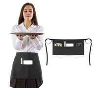 Lusofie Black Chef Apron with 3 Pockets - Waterproof & Oil Resistant - Unisex Professional Kitchen Apron for Chef, Waiter, Waitress (Men & Women)