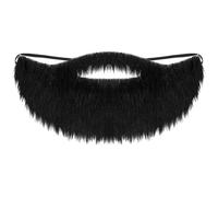 Lusofie Black Fake Beard Elastic Fake Mustache Realistic Black Costume Facial Hair for Role Play Men's Makeup Christmas Halloween Party Supplies