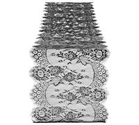 Lusofie Black Lace Table Runner Vintage Christmas Gothic Wedding Decor Halloween Table Runner Black LCE Fabric for Anniversary Wedding Christmas Party Supplies (35 X 300cm)