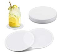 Lusofie Coasters Set of 6, Silicone Coasters Round Cup Coaster, Heat Resistant Non Slip White Coaster for Drinks Table Desk Office Kitchen Bar Furniture Protection