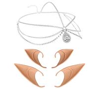 Lusofie Cosplay Fairy Pixie Elf Ears Moon Head Chain Vintage Crystal Headpieces Hair Accessories with Soft Pointed Tips Anime Party Dress Up Costume Masquerade Halloween Costume