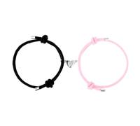 Lusofie Couple Bracelets Set for Him & Her - 2Pcs Matching Heart Stainless Steel Bracelets - Romantic Gift for Boyfriend Girlfriend, Best Friends (Love, Anniversary, Unisex)