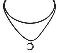 Lusofie Gothic Boho Moon Choker Necklace - Adjustable Black Moon Pendant Goth Jewelry for Women, Halloween Christmas