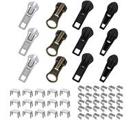 Lusofie Heavy Duty Zipper Repair Kit - 57 Pcs Metal Zipper Sliders & Pulls | Universal Fix for Broken Zips on Coats, Jackets, Bags, Luggage, Backpacks, Trousers | Quick & Easy Zipper Replacement Kit