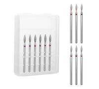 Lusofie Professional 6-Piece Diamond Coated Carbide Flame Cuticle Remover Bit Set - 3/32" Gentle & Safe Nail Drill Bits for Manicure Pedicure - Salon Quality Cuticle Cleaner Tool