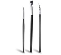 Lusofie Professional Ultra Thin Angled Eyeliner Brush Set - 3 Pack Precision Brushes for Crisp Liner, Defined Brows & Detailing | Includes Flat & Bent Tips (Fine Point)