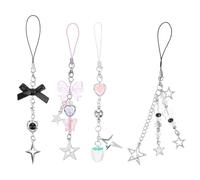Lusofie Y2K Phone Charms Set - 4PCS Cute phone charms aesthetic Straps with Strawberry, Butterfly & Star Charm for Cell Phones, Bag, Keychain, Camera | Kawaii Accessories & Gift for Girls