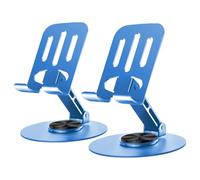 Lusosh Universal Metal Cell Phone Stand, Multi-Angel Adjustable 360° Rotation Non-Slip Metal Phone Stand Compatible with iPhone 17 16 Pro Max and All Smartphones (Blue&Blue)