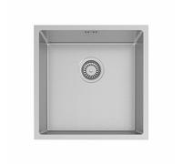 Lussena® 440 x 440mm Stainless Steel Kitchen Sink Square Single One 1.0 Bowl Undermount Installation, 18/8 Grade Steel Sinks, Free Basket Strainer Waste