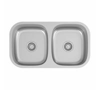 Lussena® 785 x 450mm Stainless Steel Kitchen Sink 2.0 Double Bowl Sinks Undermount Installation, Free Basket Strainer Waste