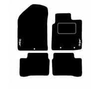 Lusso Carpet Floor Mats for Car | Tailored/Compatible to Fit Kia Picanto From 2011-2017 | with K-Sport Logos & 3 Clips | Front & Rear with Heel Pad | 4-Piece Set (Black Edging)