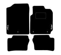 Lusso Carpet Floor Mats for Car | Tailored / Compatible to Fit Kia Picanto From 2017 Onwards | with K-Sport Logos & 3 Clips | Front & Rear with Heel Pad | 4-Piece Set (Silver Edging)
