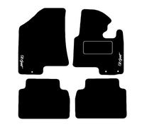 Lusso Carpet Floor Mats for Car | Tailored/Compatible to Fit Kia Sportage From 2010-2015 | with K-Sport Logos & 3 Clips | Front & Rear with Heel Pad | 4-Piece Set (Silver Edging)