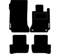 Lusso Floor Carpet Mats for Car | Tailored/Compatible to Fit Mercedes Benz C Class Auto W204 From 2007 to 2014 | with Unique Logos & 2 Oval Fixing Clips | with Heel Pad | 4-Pc Set (Silver Edging)
