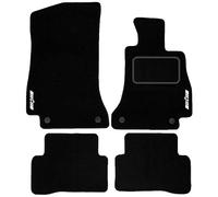 Lusso Floor Carpet Mats for Car | Tailored/Compatible to Fit Mercedes Benz C Class W205 Auto From 2014 onwards | with Unique Logos & 4 Round Fixing Clips | 4-Piece Set (Red Edging)
