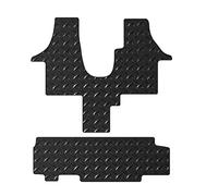 Lusso Floor Carpet Mats for Car | Tailored/Compatible to Fit VW WALKTHROUGH T5 T6 KOMBI 2003 + Single Door | Heavy Duty 3mm Rubber Car Mats | 2-Piece Set (Black Edging)