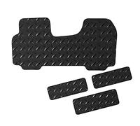 Lusso Floor Carpet Mats for Car | Tailored/Compatible VAN + SIDE STEP MATS fits Renault Traffic Trafic 2001 to 2014 | Heavy Duty 3mm Rubber Car Mats | 1 - Piece Set (Silver Edging)