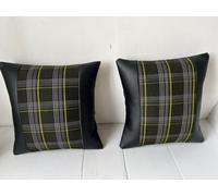 Lusso GTI Tartan Quilted Cushions - Compatible With Rock & Roll Bed VW T4 T5 T6 Campervan Motorhome - Customizable - Size 46 X 46 Cm - 2 Pc (Yellow)